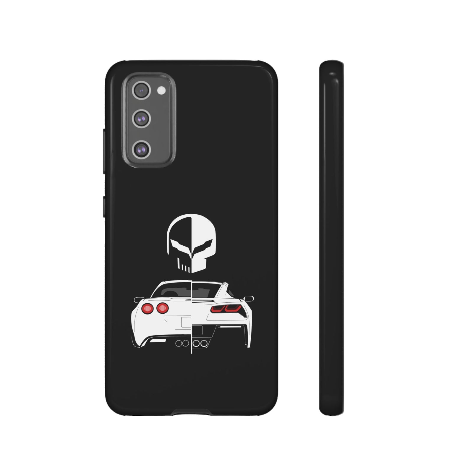 Corvette Punisher Skull Tough Phone Case | Muscle Car Guy Gift