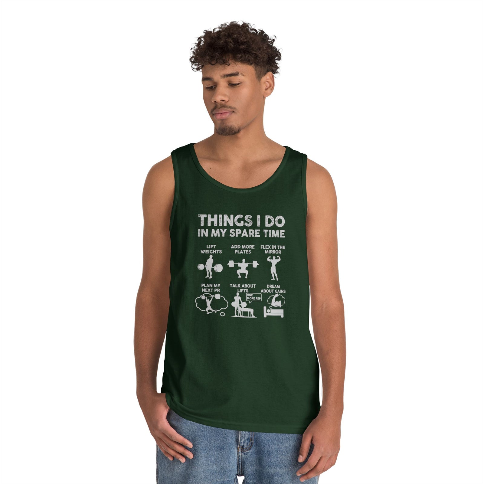Gym Tank Top for Men, Funny Weightlifting Spare Time Sleeveless Shirt, Workout Lifting Gift, Bodybuilder Singlet