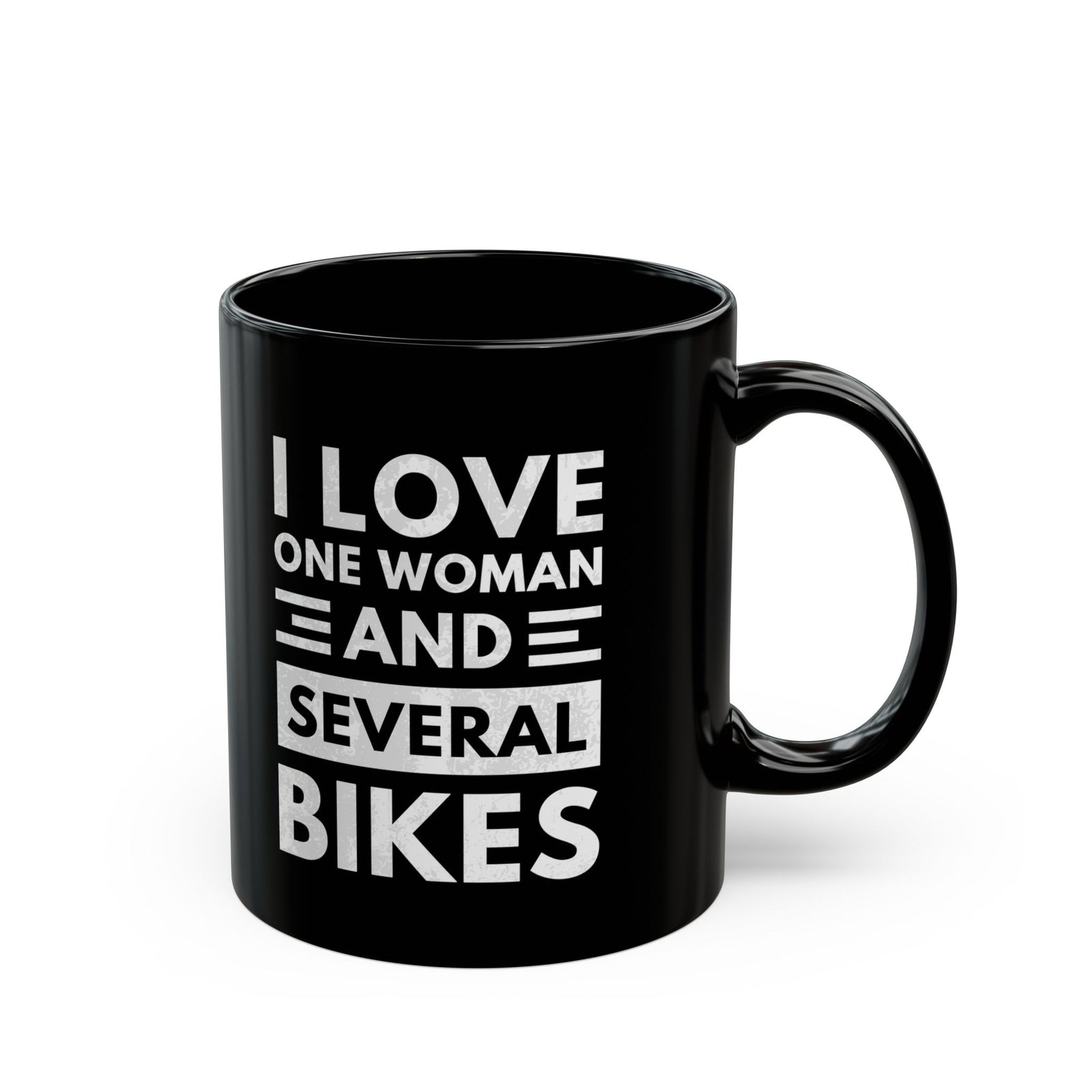 I Love One Woman and Several Bikes Coffee Mug - 11oz black coffee mug, handle on the right