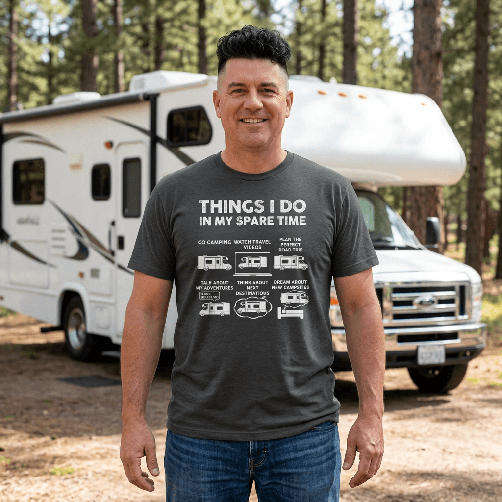RV enthusiast things I do in my spare time t-shirt - funny camping tee