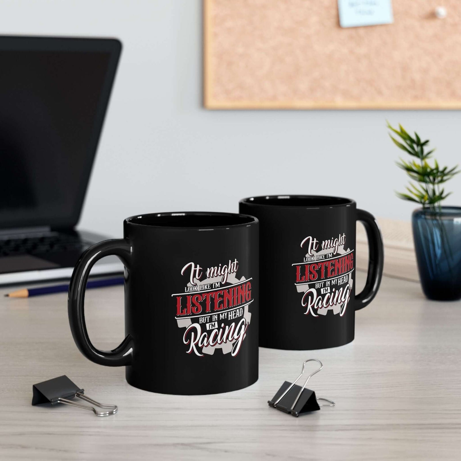In My Head I'm Racing Coffee Mug funny mug - automotive enthusiast gift