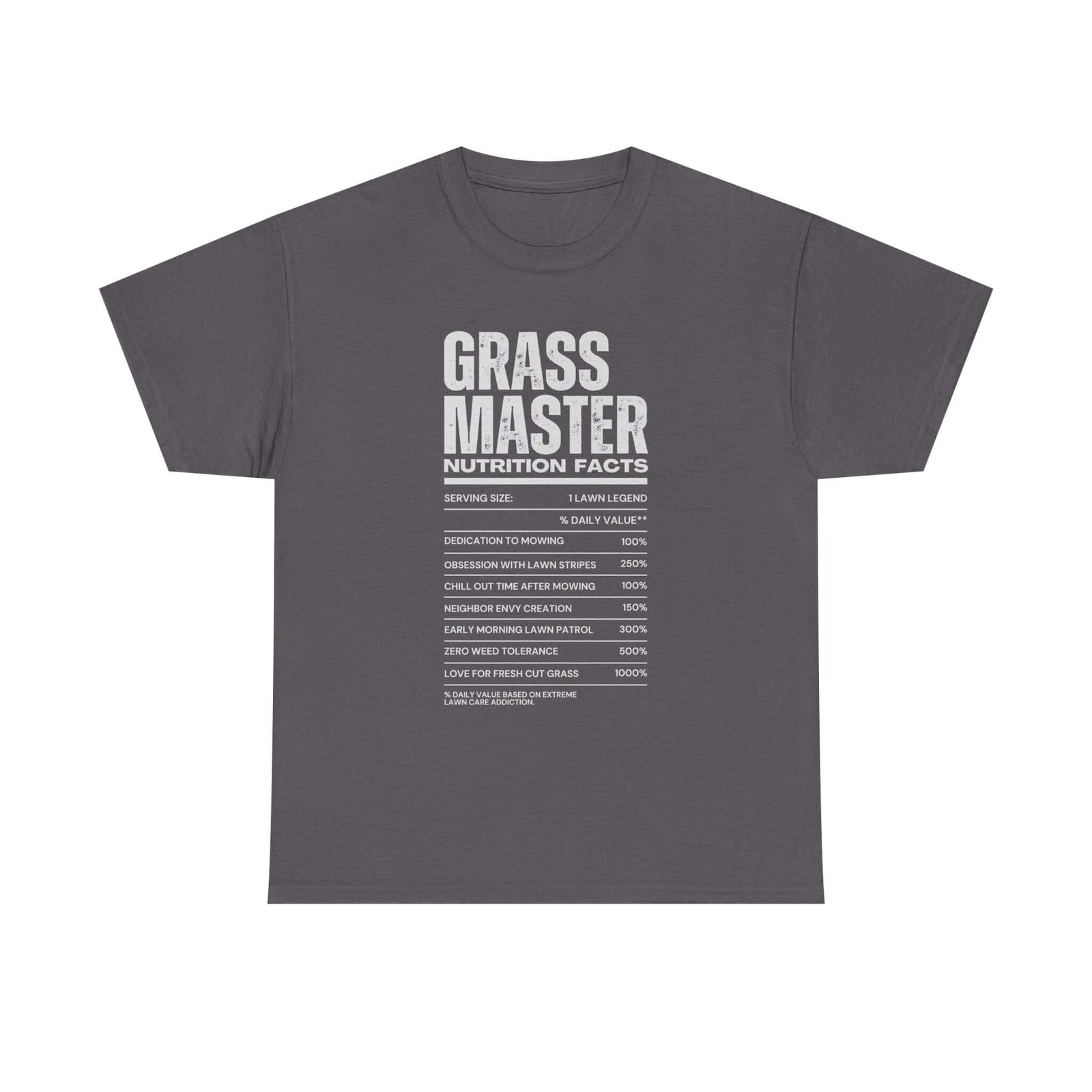 Grass Master Nutrition Facts T-Shirt t-shirt flat lay - automotive gift