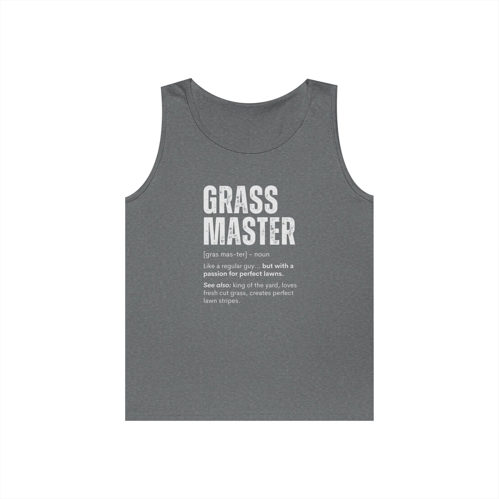 Grass Master Tank Top for Men, Funny Lawn Care Definition Sleeveless Shirt, Mowing Gift, Yard Work Singlet