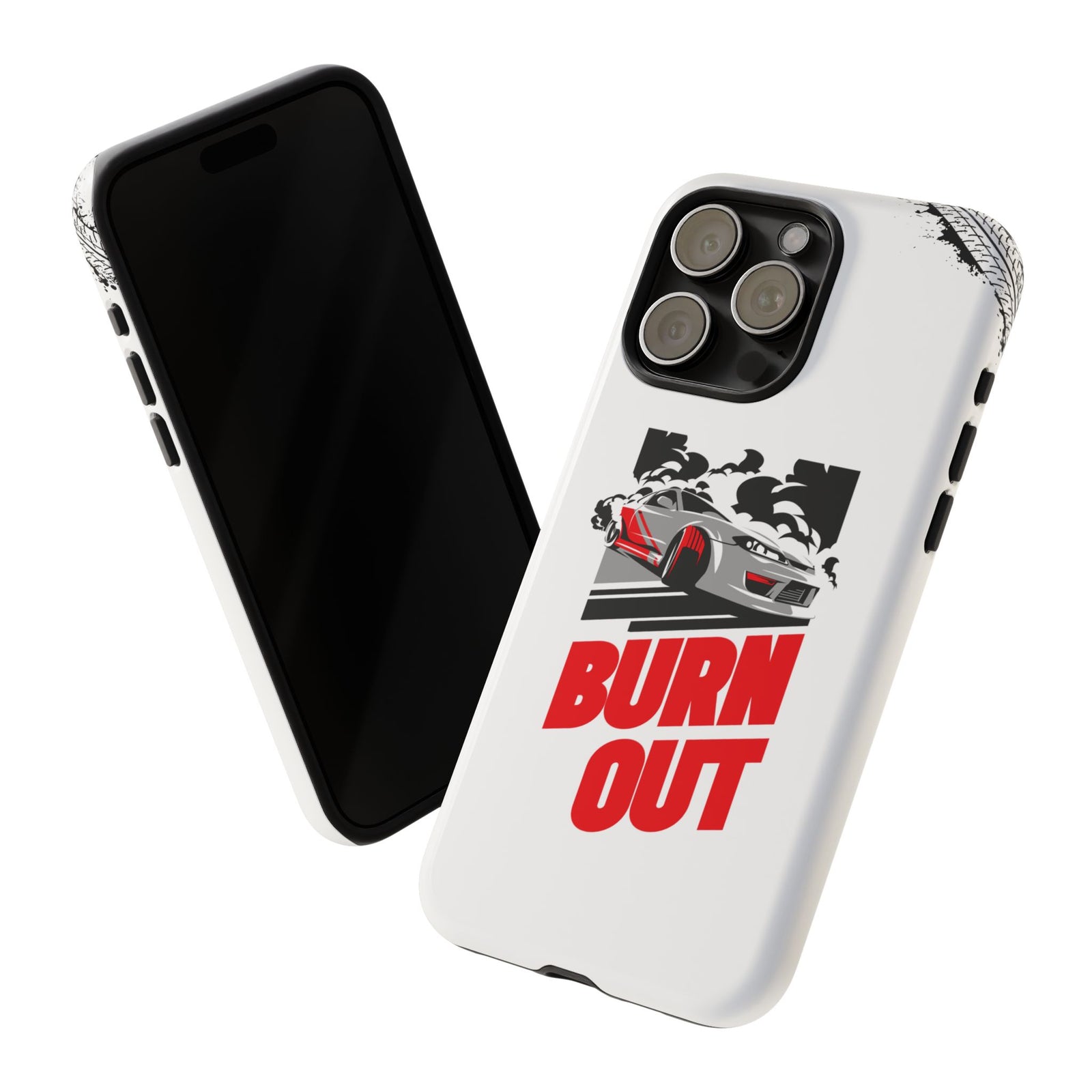 JDM Burnout Tough Car Phone Case - iPhone 15 Pro Max, glossy, front and back view