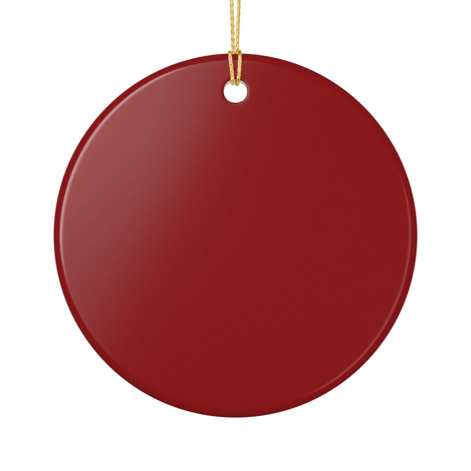 Back of the hockey ornament, solid red