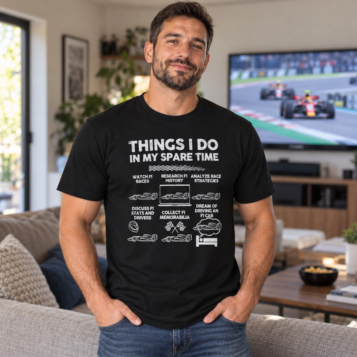 Things I Do in My Spare Time Open-Wheel Racing T-Shirt - lifestyle photo