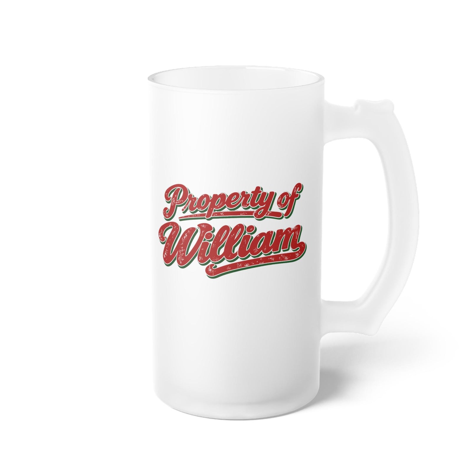 Most Wonderful Time for a Beer Personalized Beer Mug - back view with Property of William