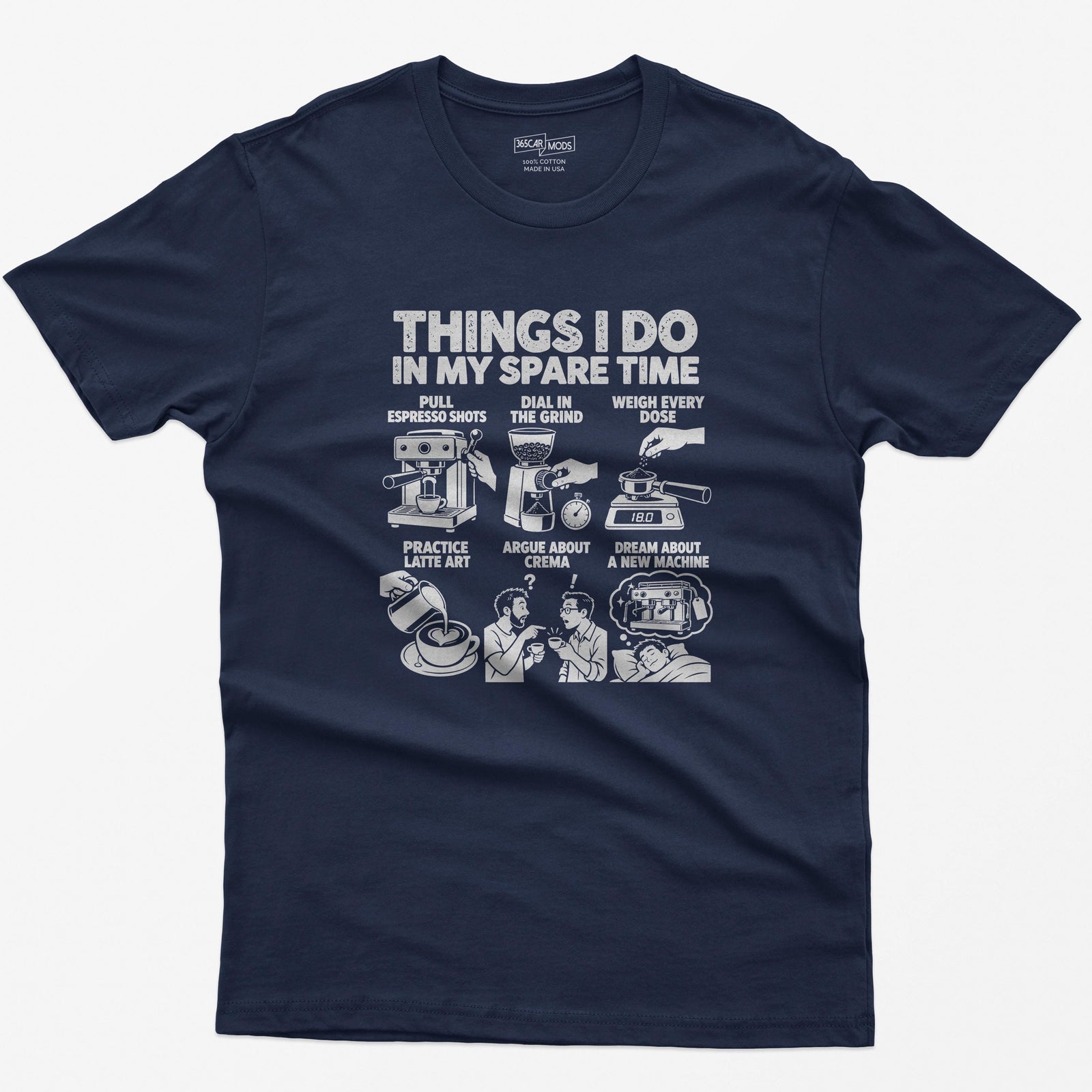 Things I Do In My Spare Time Espresso T-Shirt in Navy
