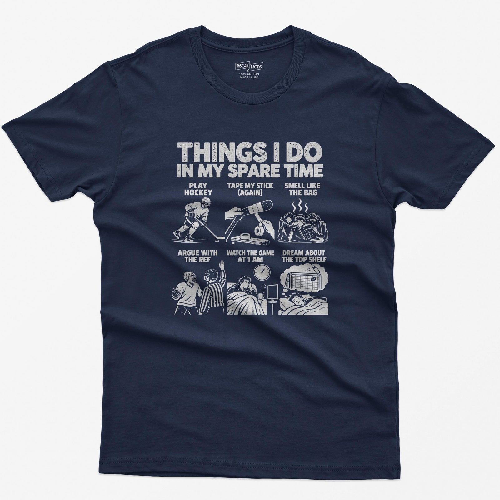 Things I Do In My Spare Time Hockey T-Shirt in Navy
