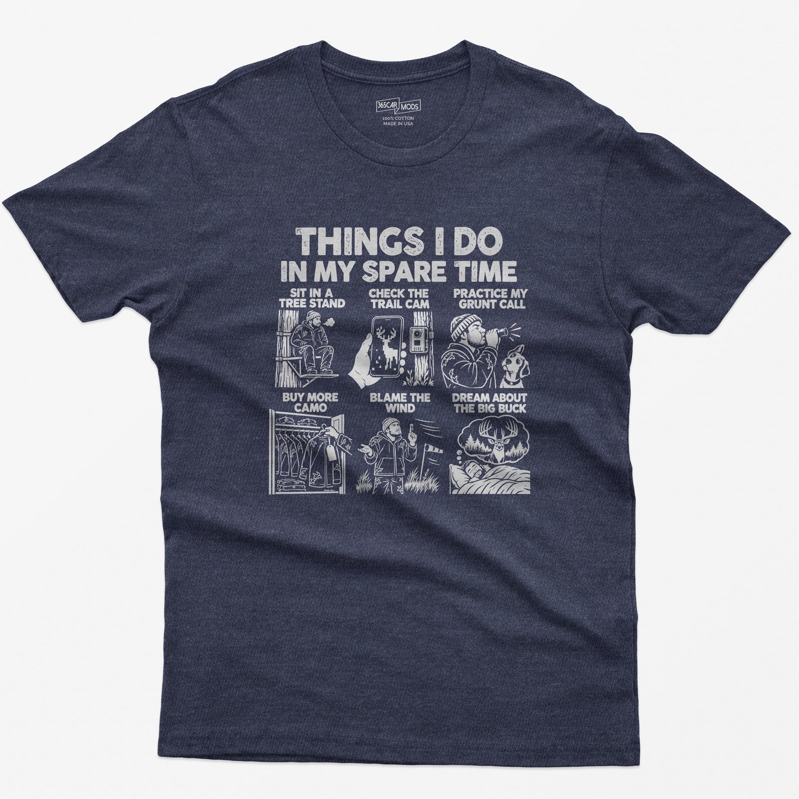 Things I Do In My Spare Time Hunting T-Shirt in Heather Navy