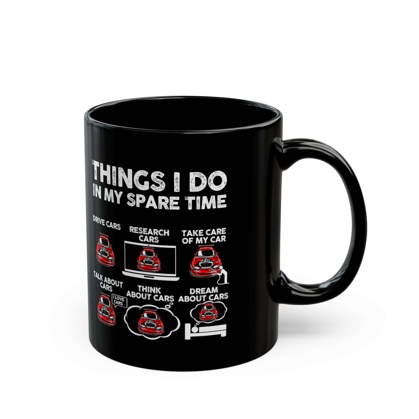 Things I Do in My Spare Time JDM Mug - 11oz black coffee mug, handle on the right
