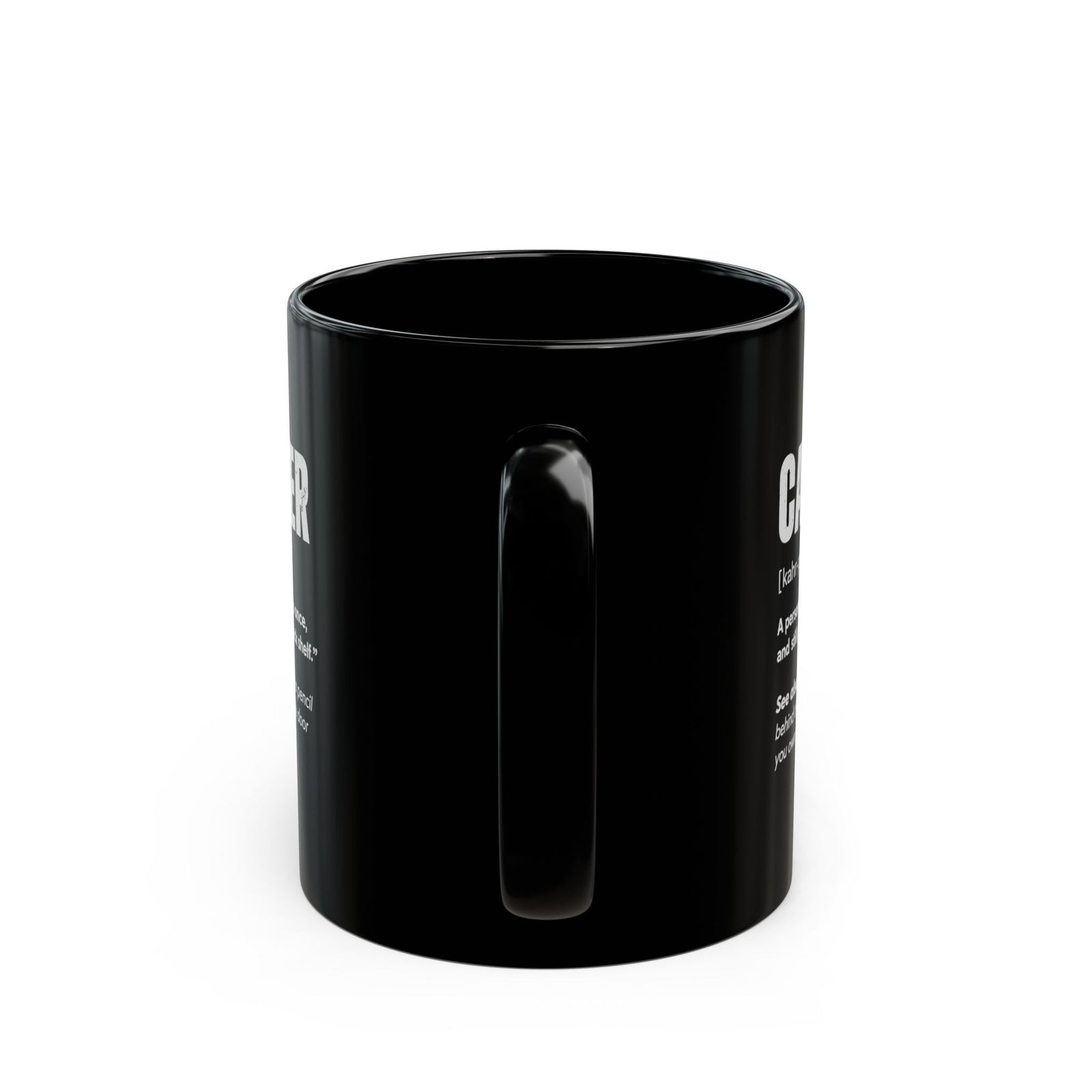 Carpenter Definition Coffee Mug - 11oz black coffee mug, handle facing front