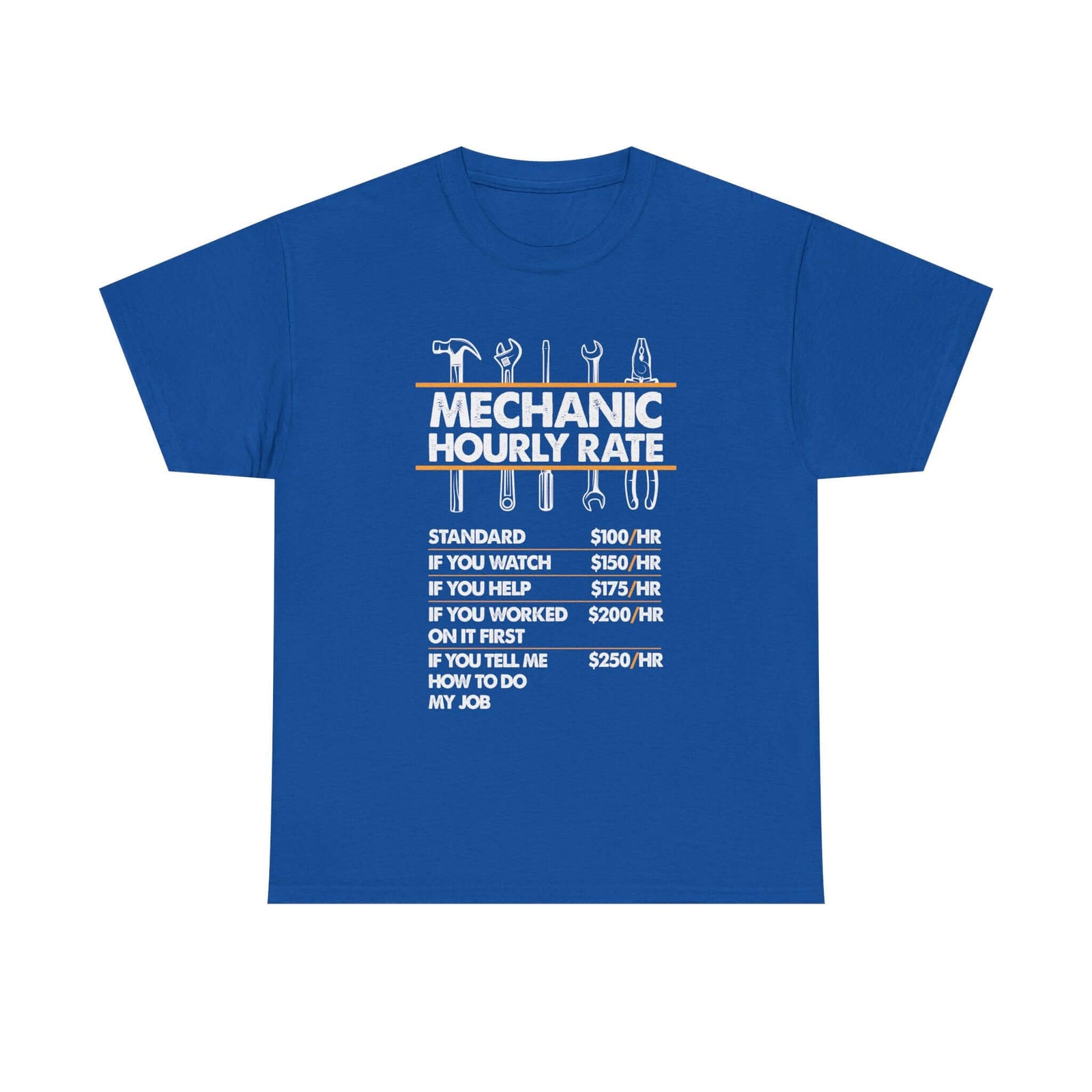 Mechanic Hour Rate T-Shirt shirt back view - car enthusiast tee