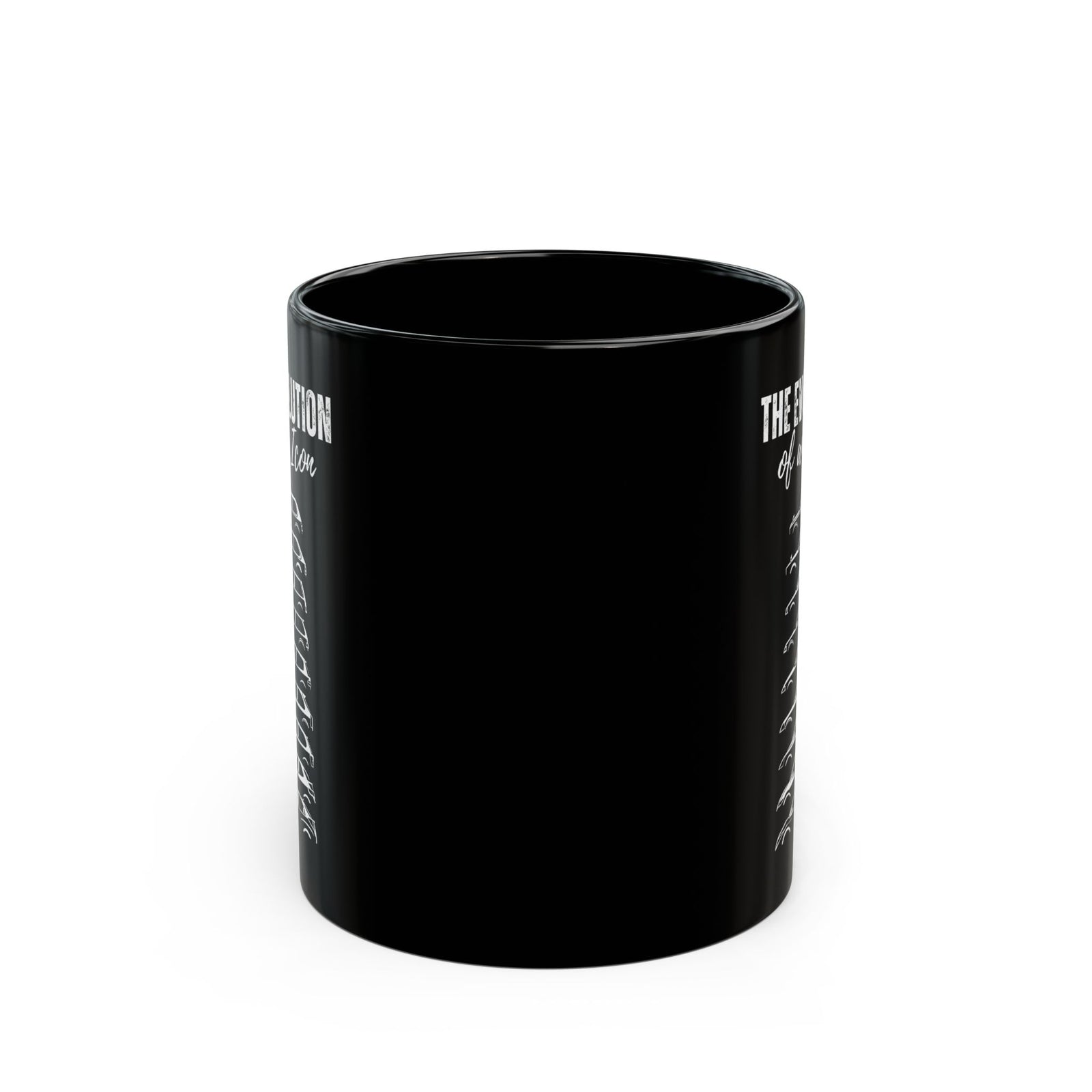 Evolution of an Icon Coffee Mug - 11oz black coffee mug, front view with print on both sides