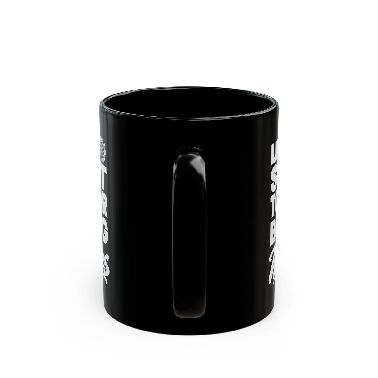 Life's Too Short to Wear Boring Watches Mug - 11oz black coffee mug, handle facing front