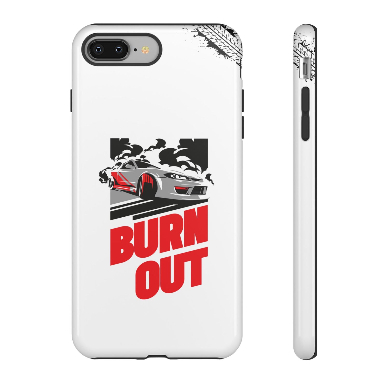 JDM Burnout Tough Car Phone Case - iPhone 8 Plus, glossy, front and side view