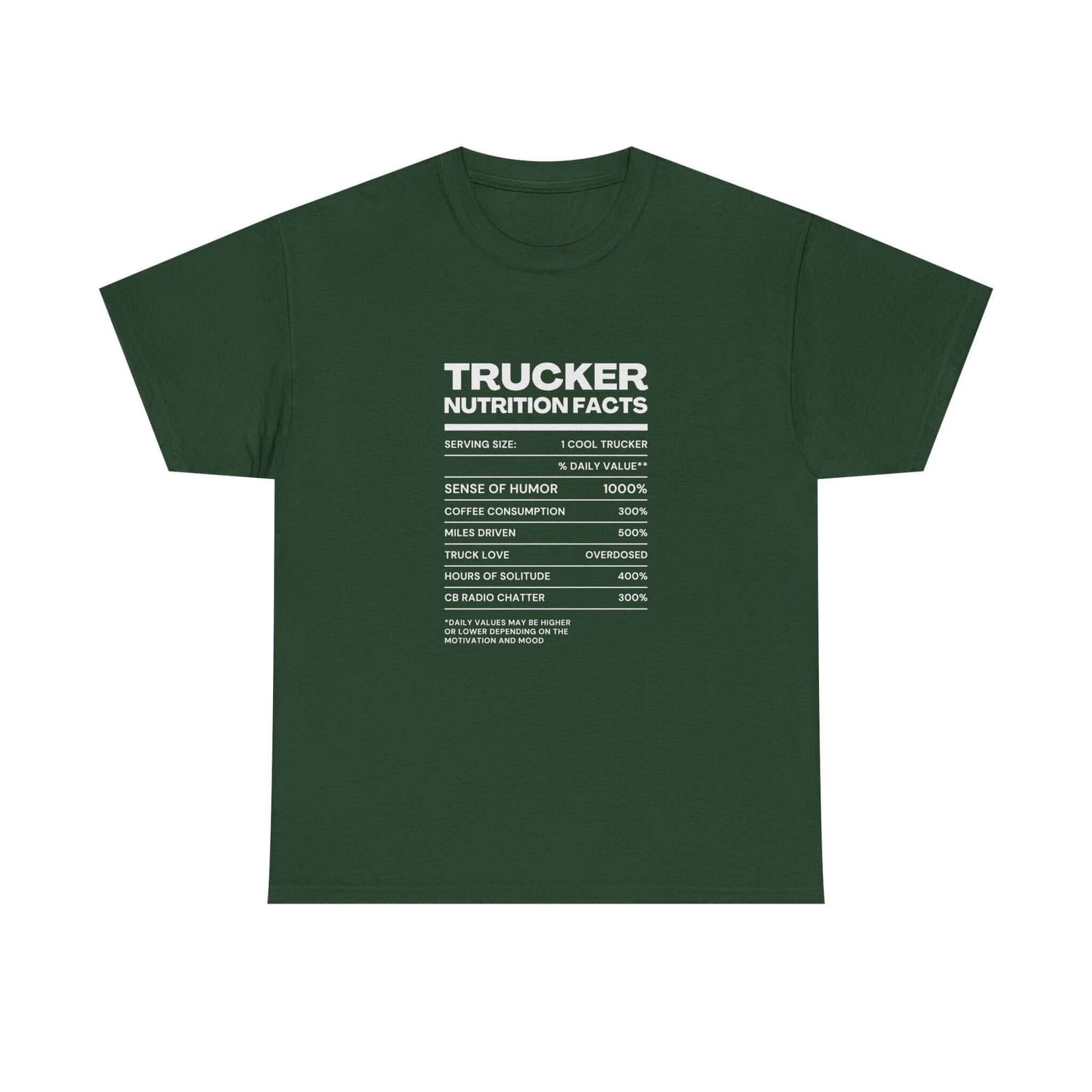 Trucker Nutrition Facts T-Shirt shirt color variant - car guy gift