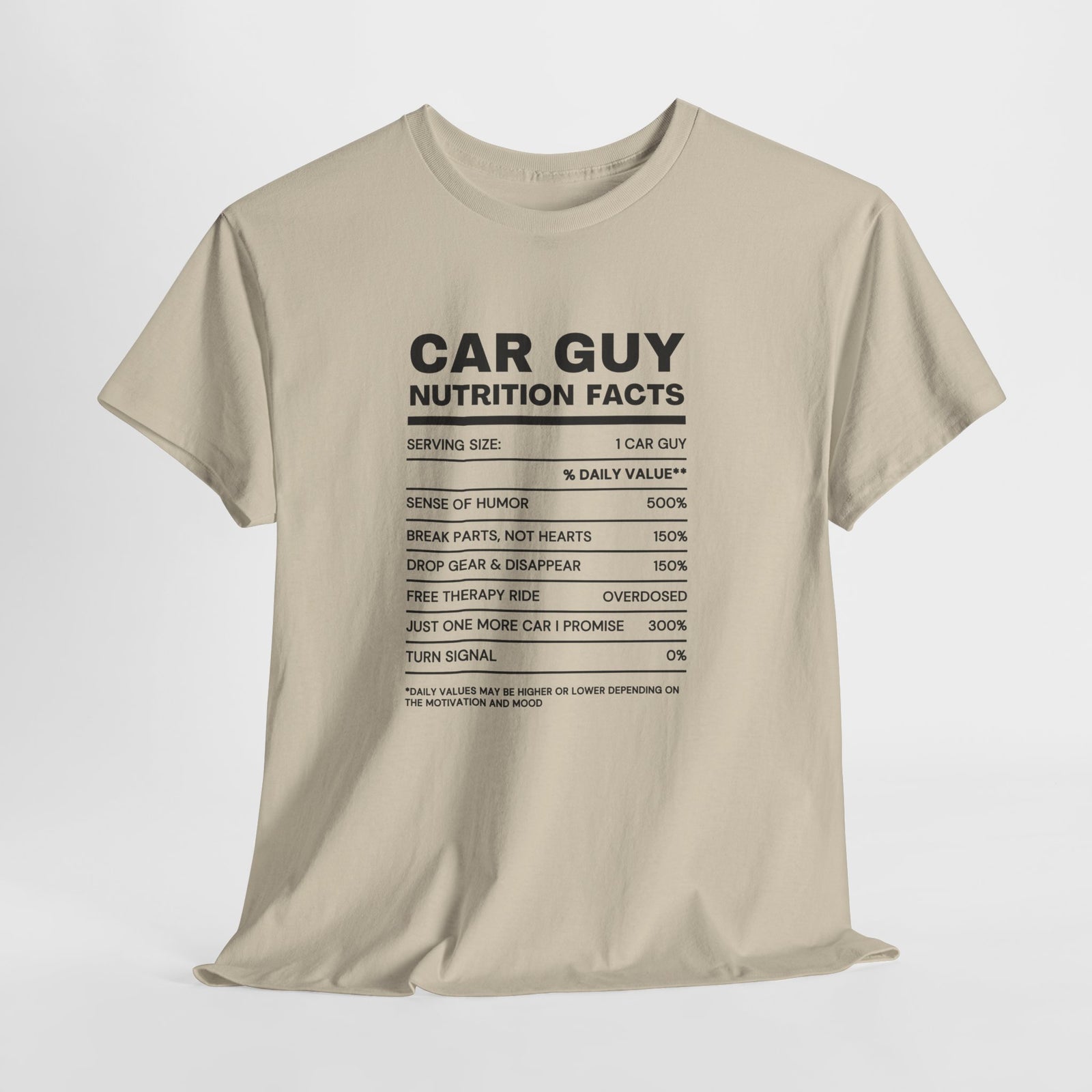 Car Guy Nutrition Facts Funny Cotton T-Shirt