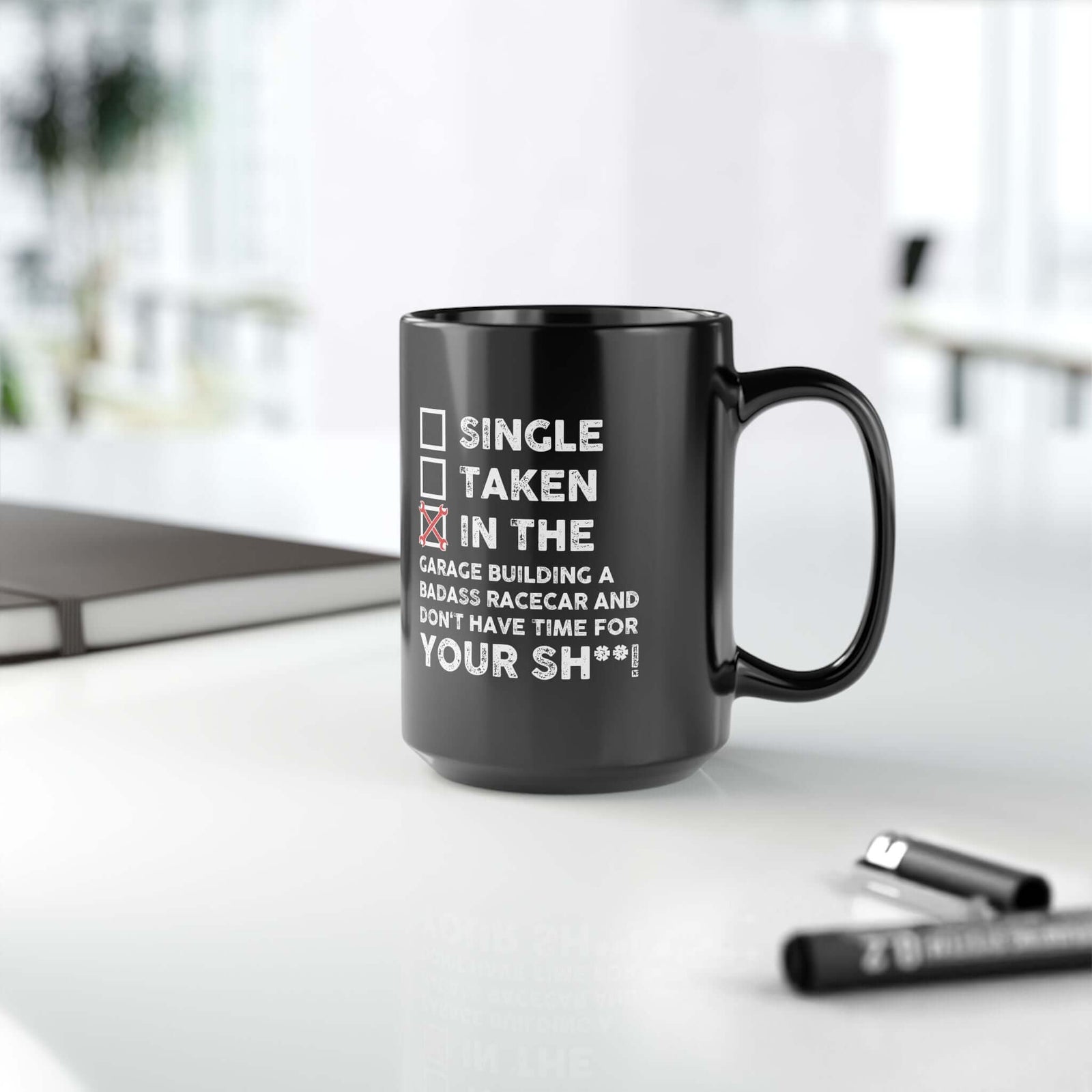 In the Garage Building a Racecar Mug mug design - petrolhead gift