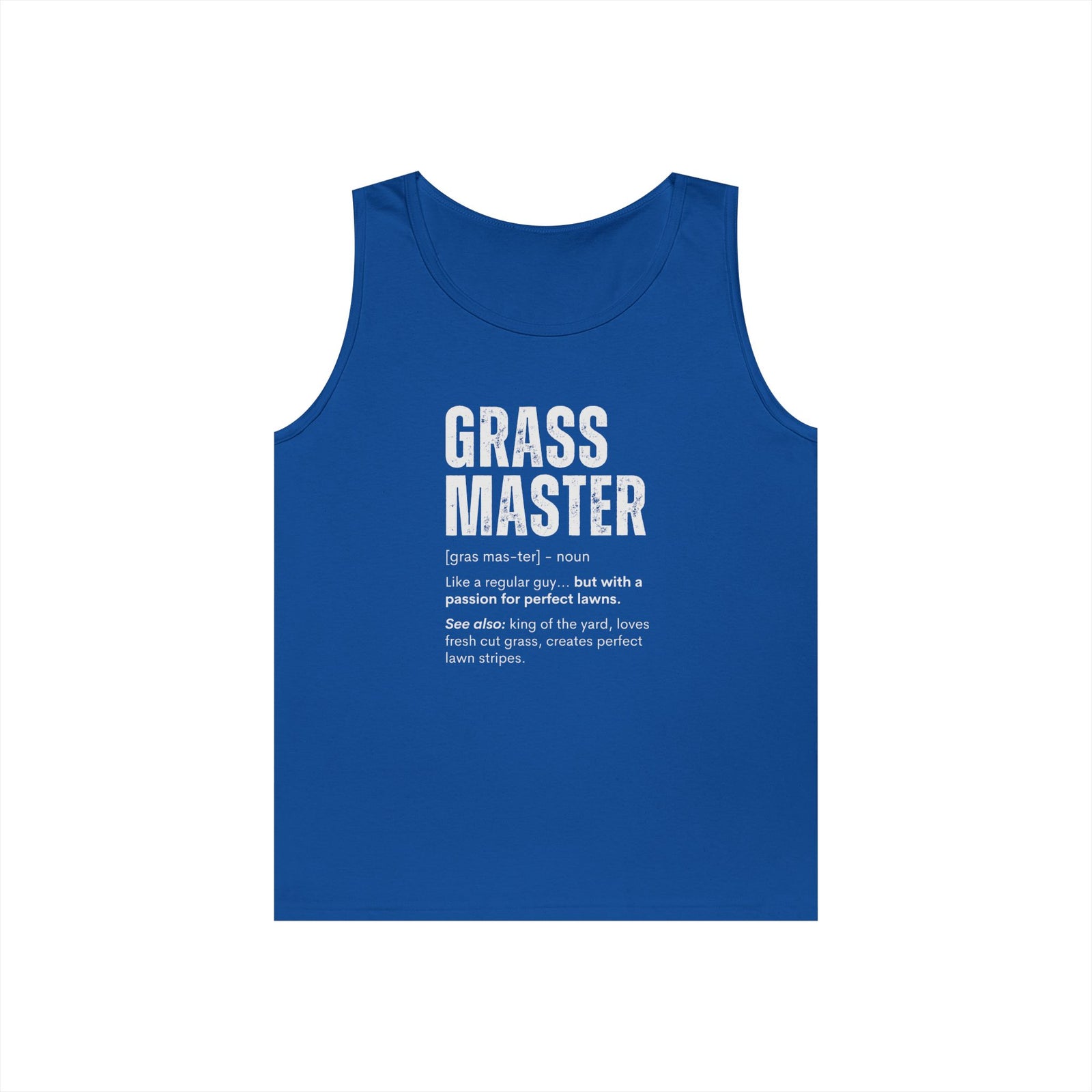 Grass Master Tank Top for Men, Funny Lawn Care Definition Sleeveless Shirt, Mowing Gift, Yard Work Singlet
