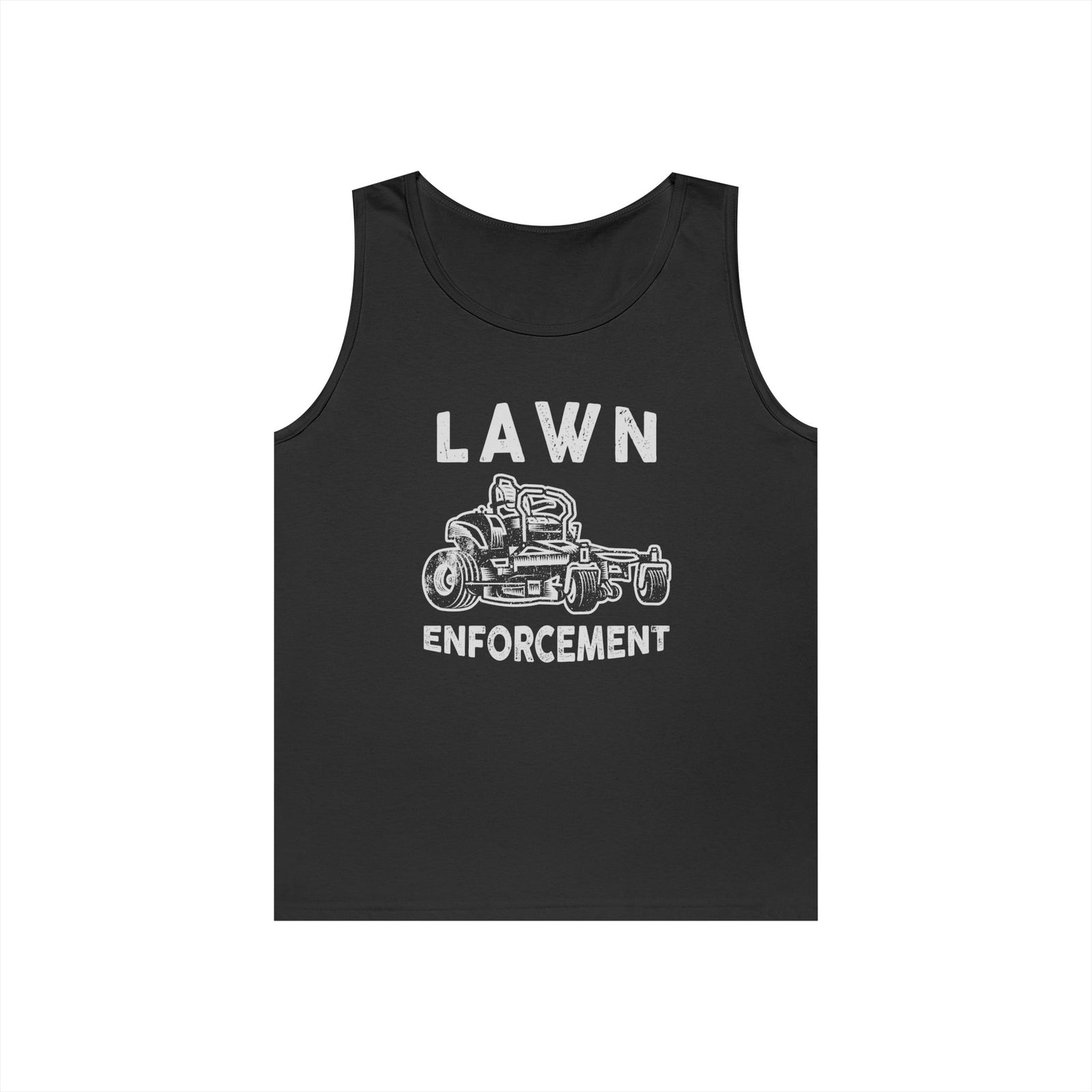 Lawn Enforcement Tank Top for Men, Funny Mowing Officer Sleeveless Shirt, Zero Turn Mower Gift, Gardener Singlet