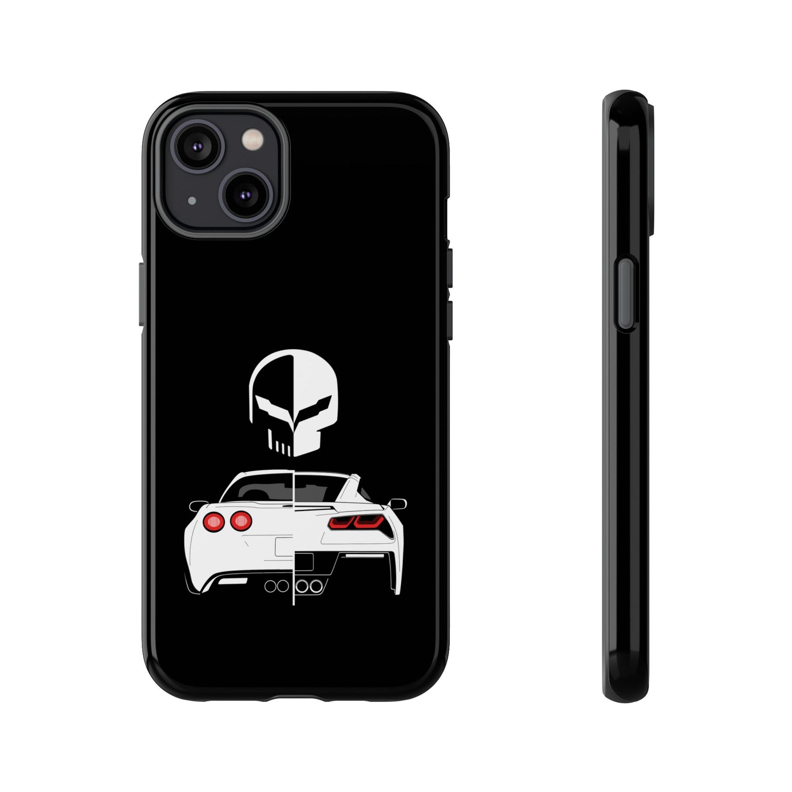 Corvette Punisher Skull Tough Phone Case | Muscle Car Guy Gift