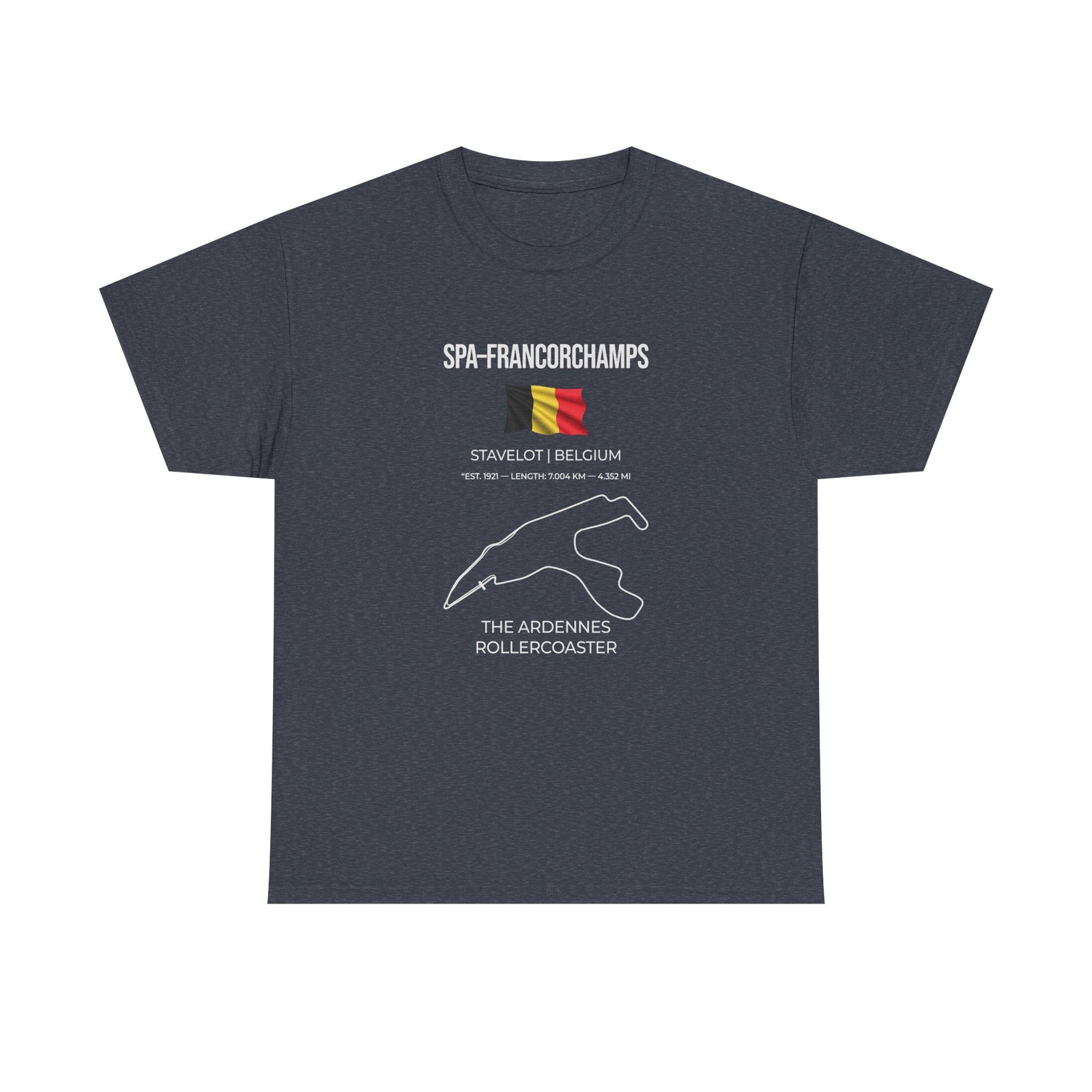 Spa-Francorchamps F1 Racing Track T-Shirt flat lay