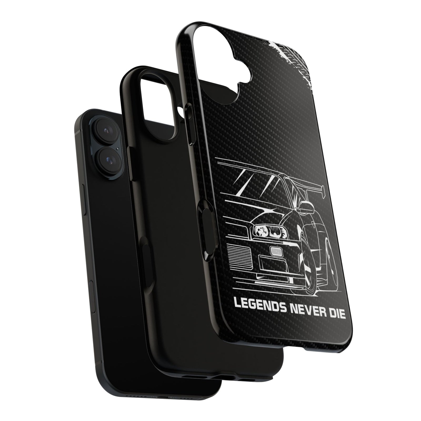 JDM Legends Never Die Tough Phone Case - iPhone 16 Plus, glossy, dual-layer protection