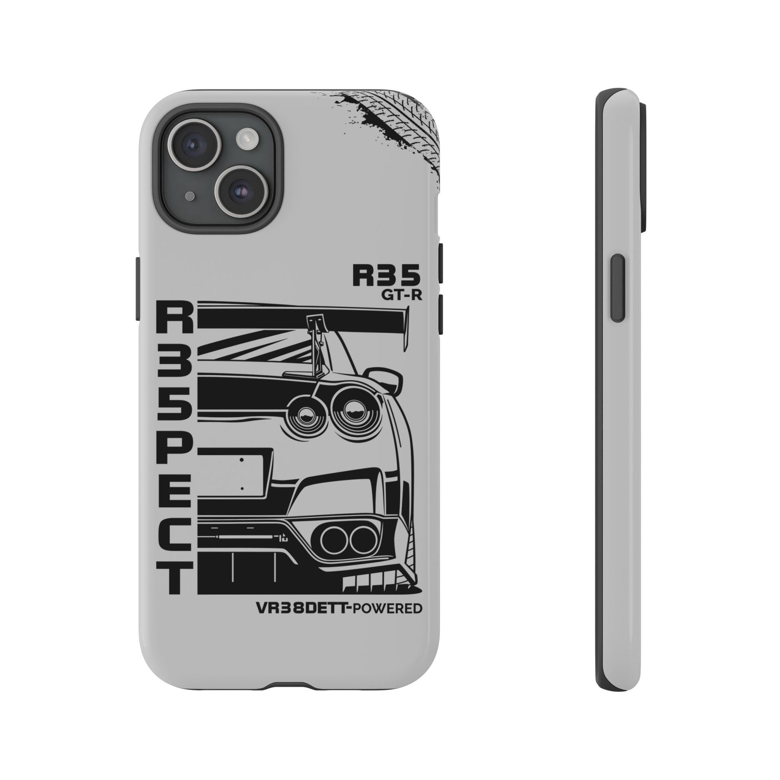 JDM Front View Tough Phone Case - iPhone 15 Plus, glossy, front and side view