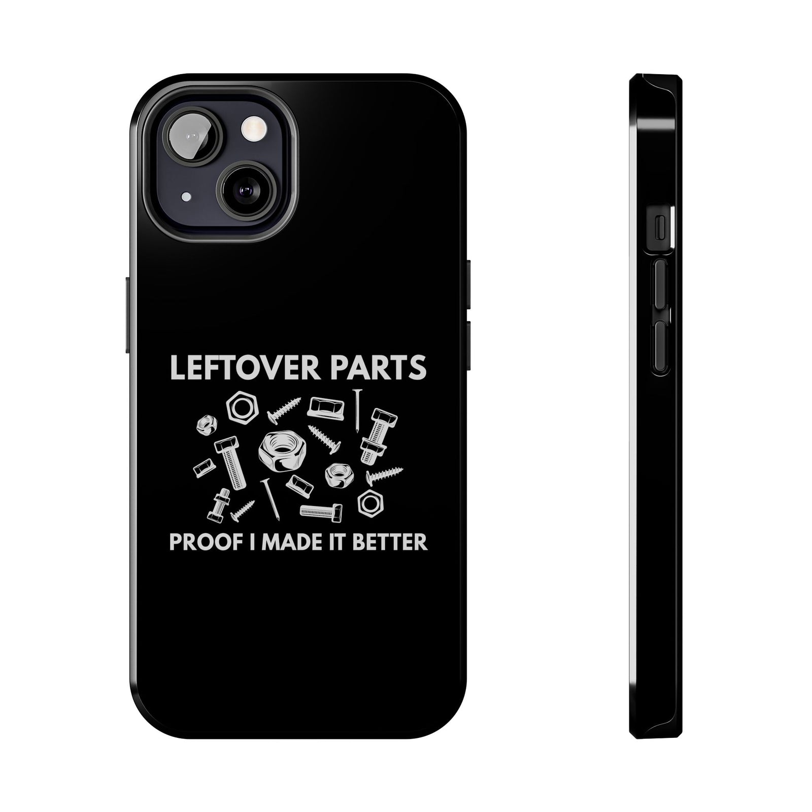 Leftover Parts Phone Case shirt back view - car enthusiast tee