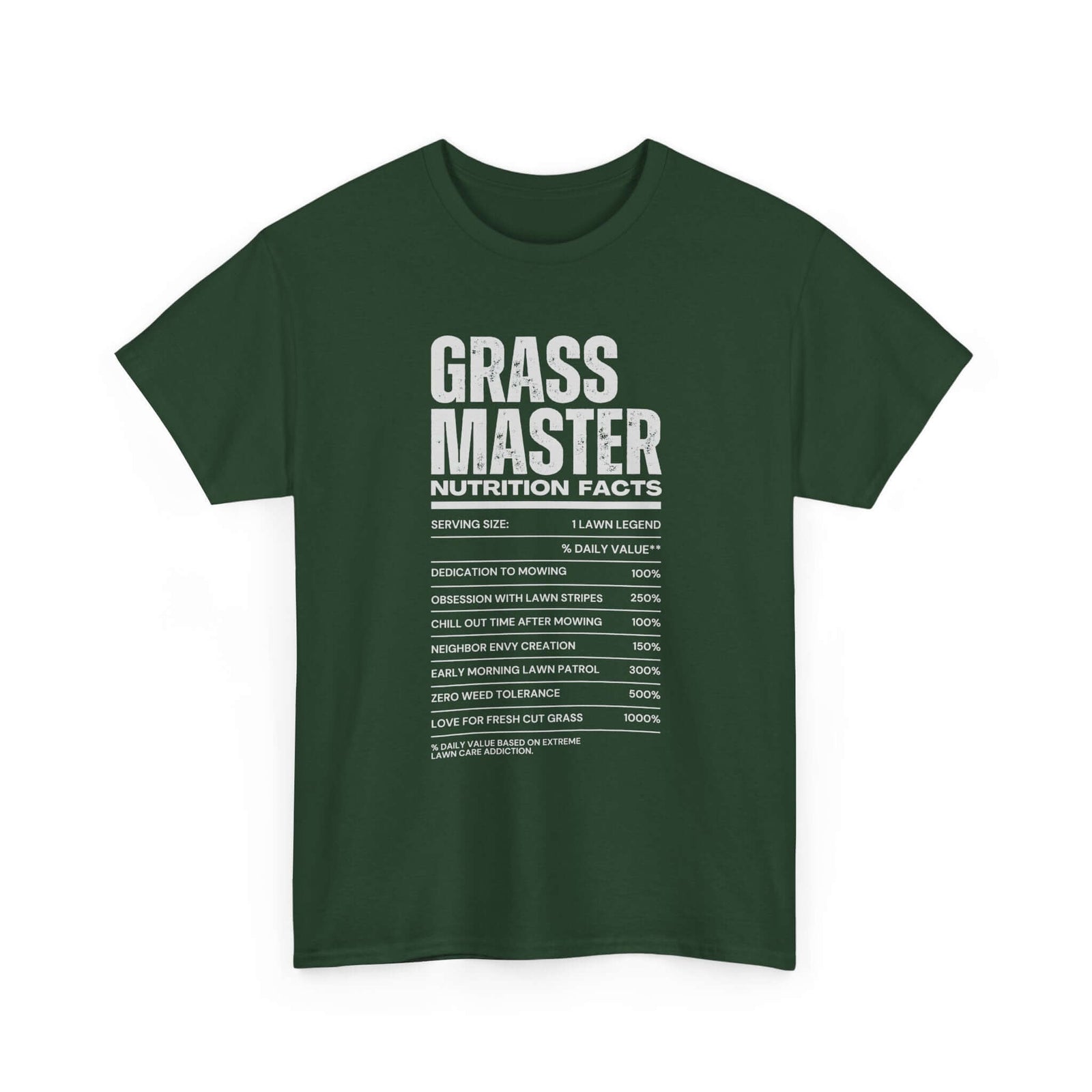 Grass Master Nutrition Facts T-Shirt | Funny Lawn Care Gift