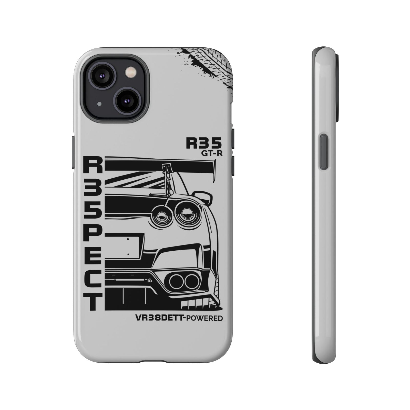 JDM Front View Tough Phone Case - iPhone 14 Plus, glossy, front and side view