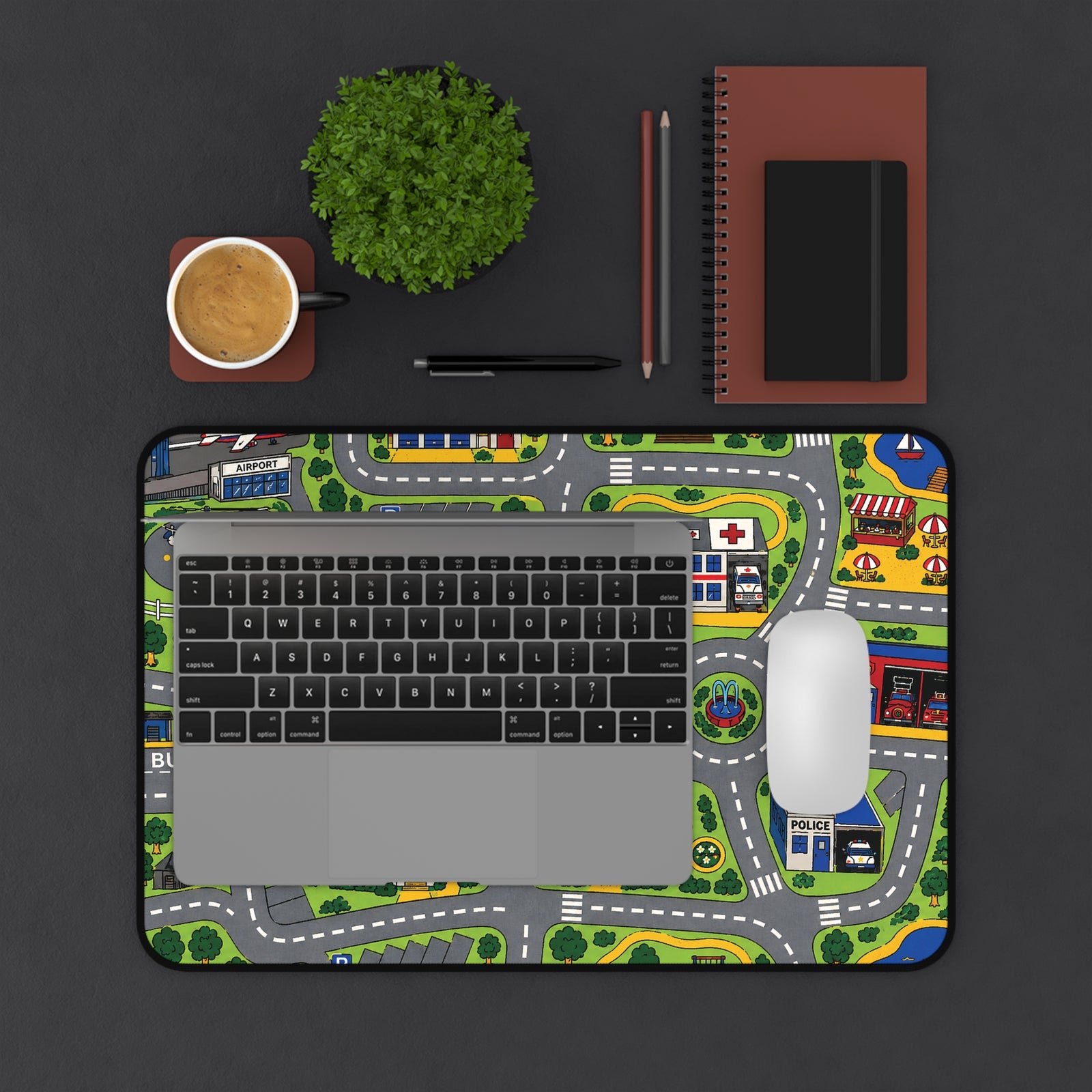 City Carpet desk mat on desk setup | Novelty office gift for him | 365CarMods