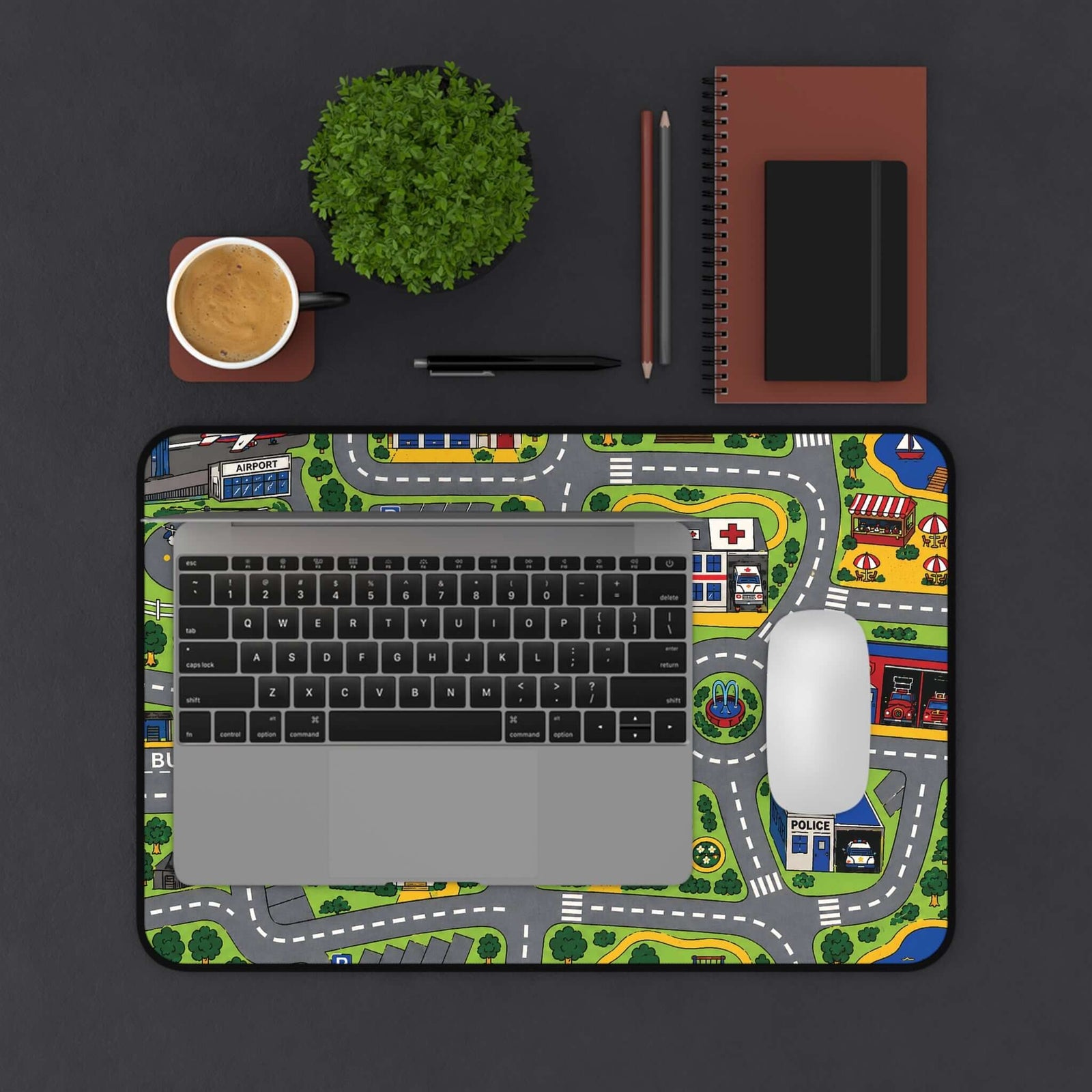 City Carpet desk mat on desk setup | Novelty office gift for him | 365CarMods