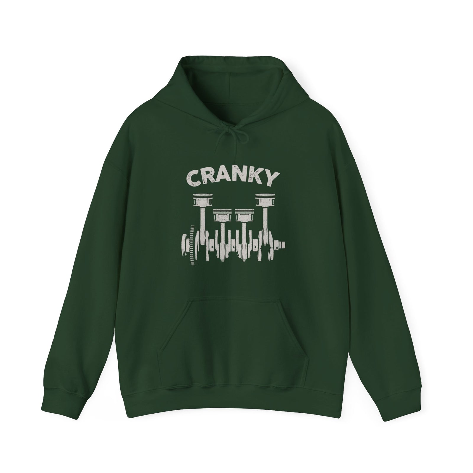 Cranky Mechanic Hoodie back view - engine humor car guy gift