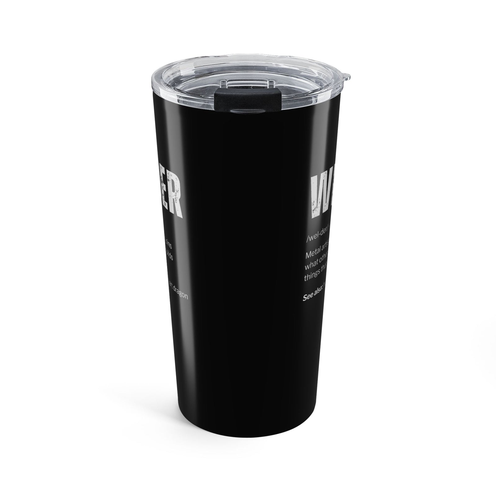 Welder Definition Tumbler - 20oz tumbler, lid slider view
