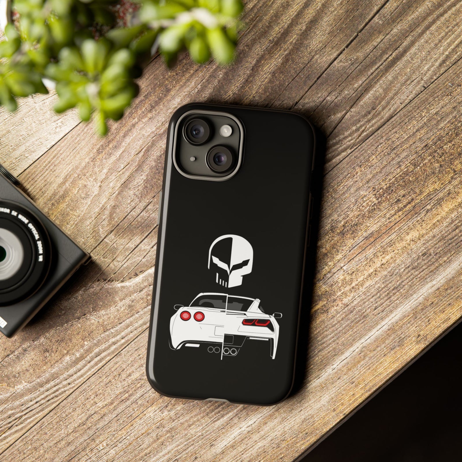 Corvette Punisher Skull Tough Phone Case | Muscle Car Guy Gift
