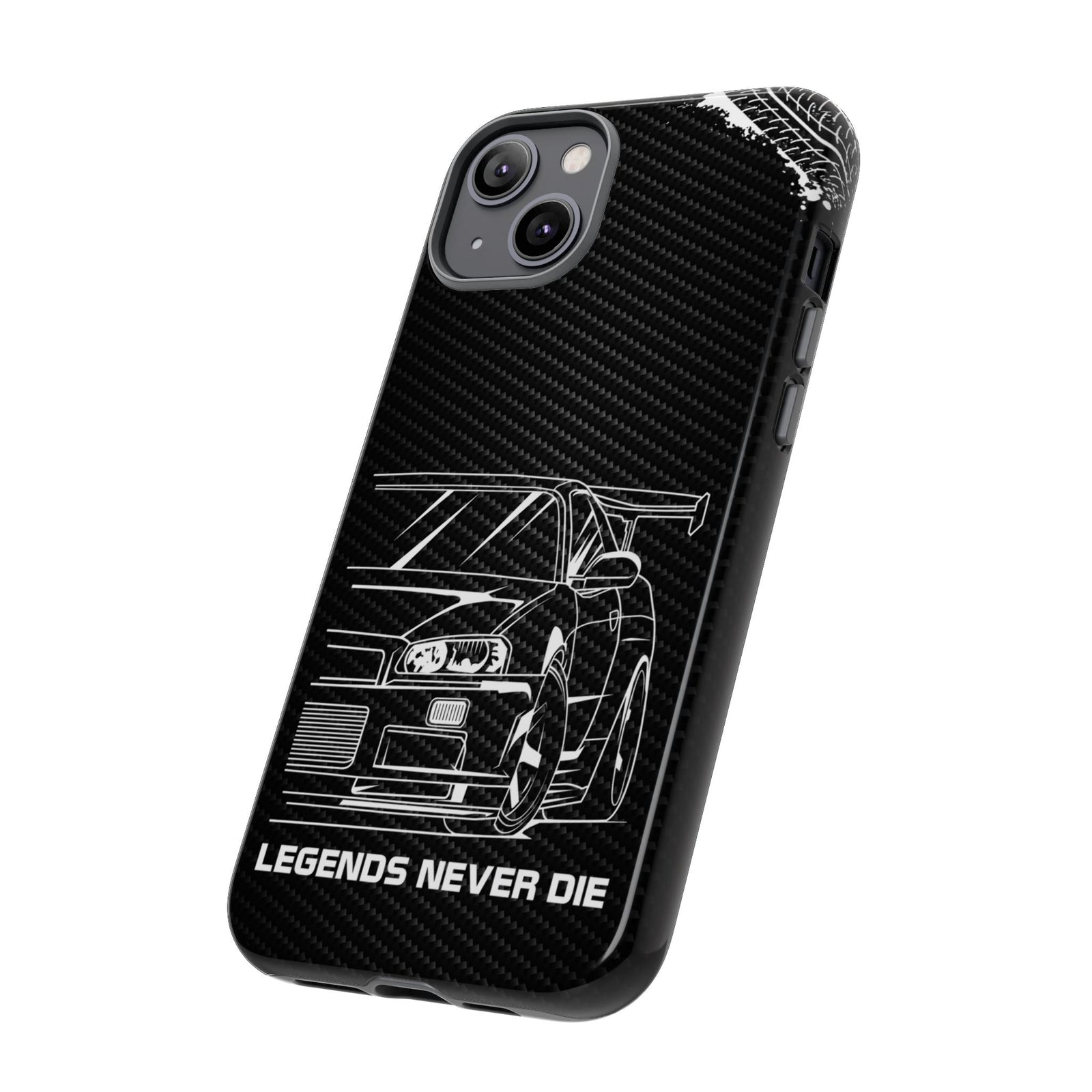 JDM Legends Never Die Tough Phone Case - iPhone 14 Plus, glossy, side view
