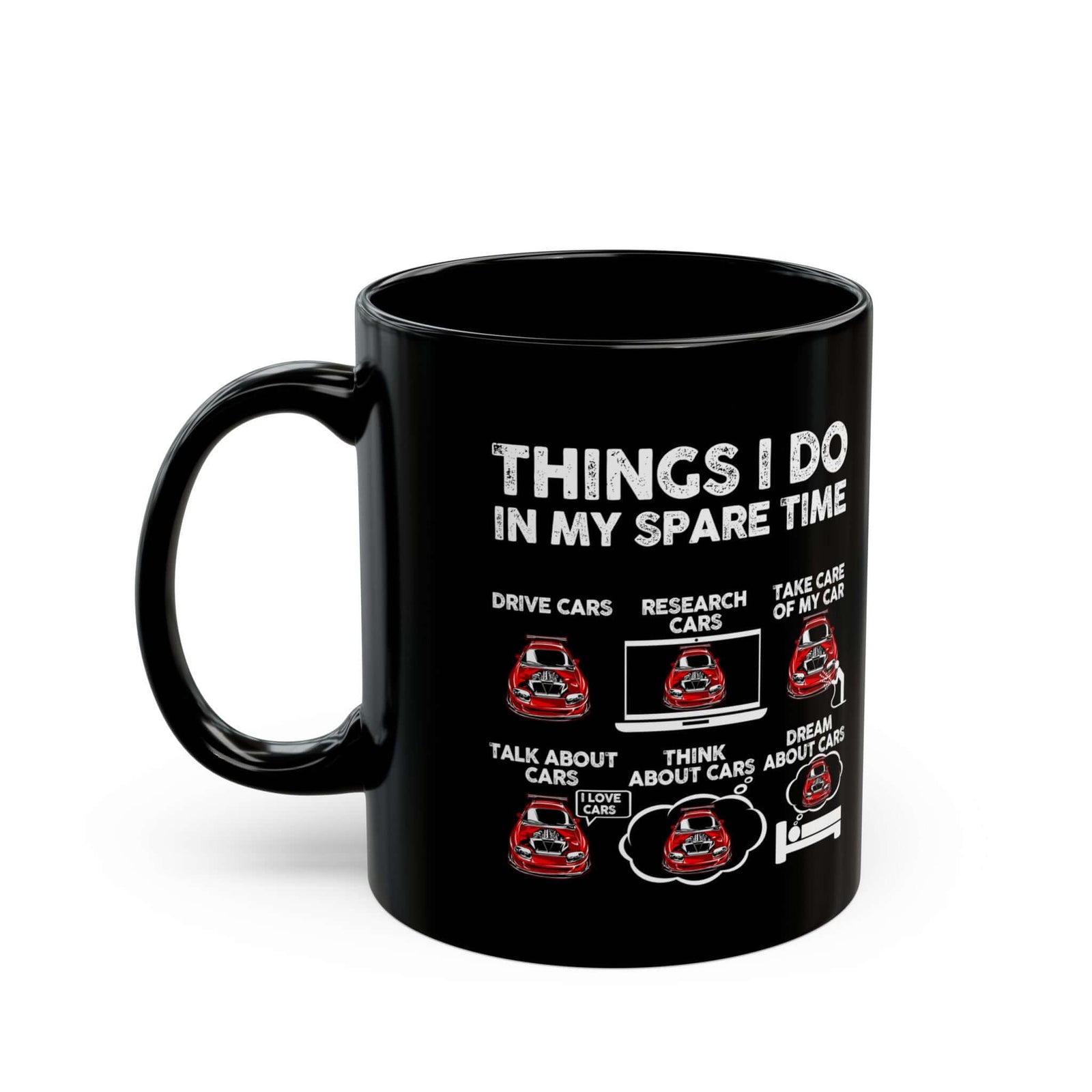 Things I Do in My Spare Time JDM Mug - 11oz black coffee mug, handle on the left