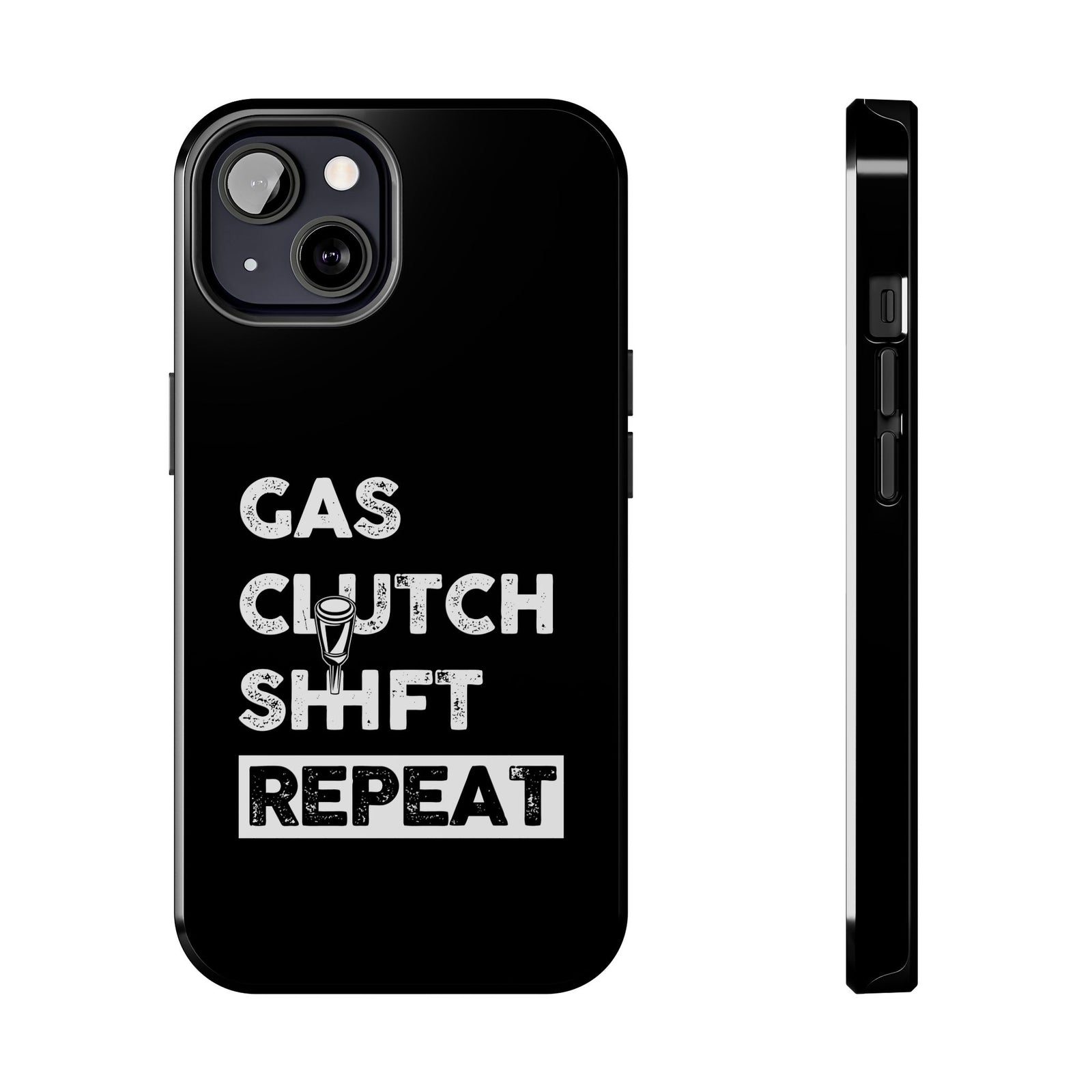 Gas Clutch Shift Repeat Phone Case t-shirt flat lay - automotive gift