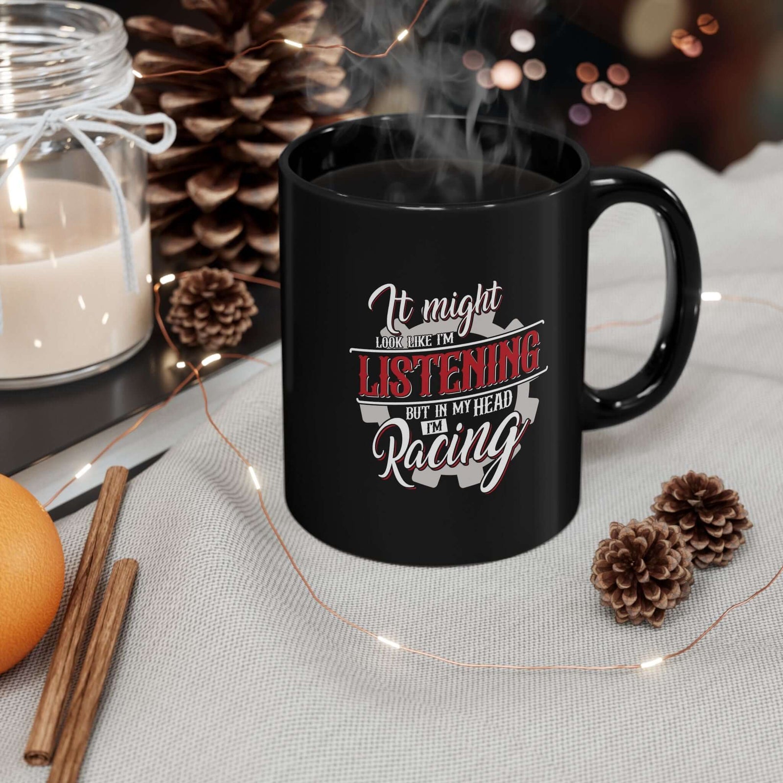 In My Head I'm Racing Coffee Mug ceramic coffee mug - gift for car fans