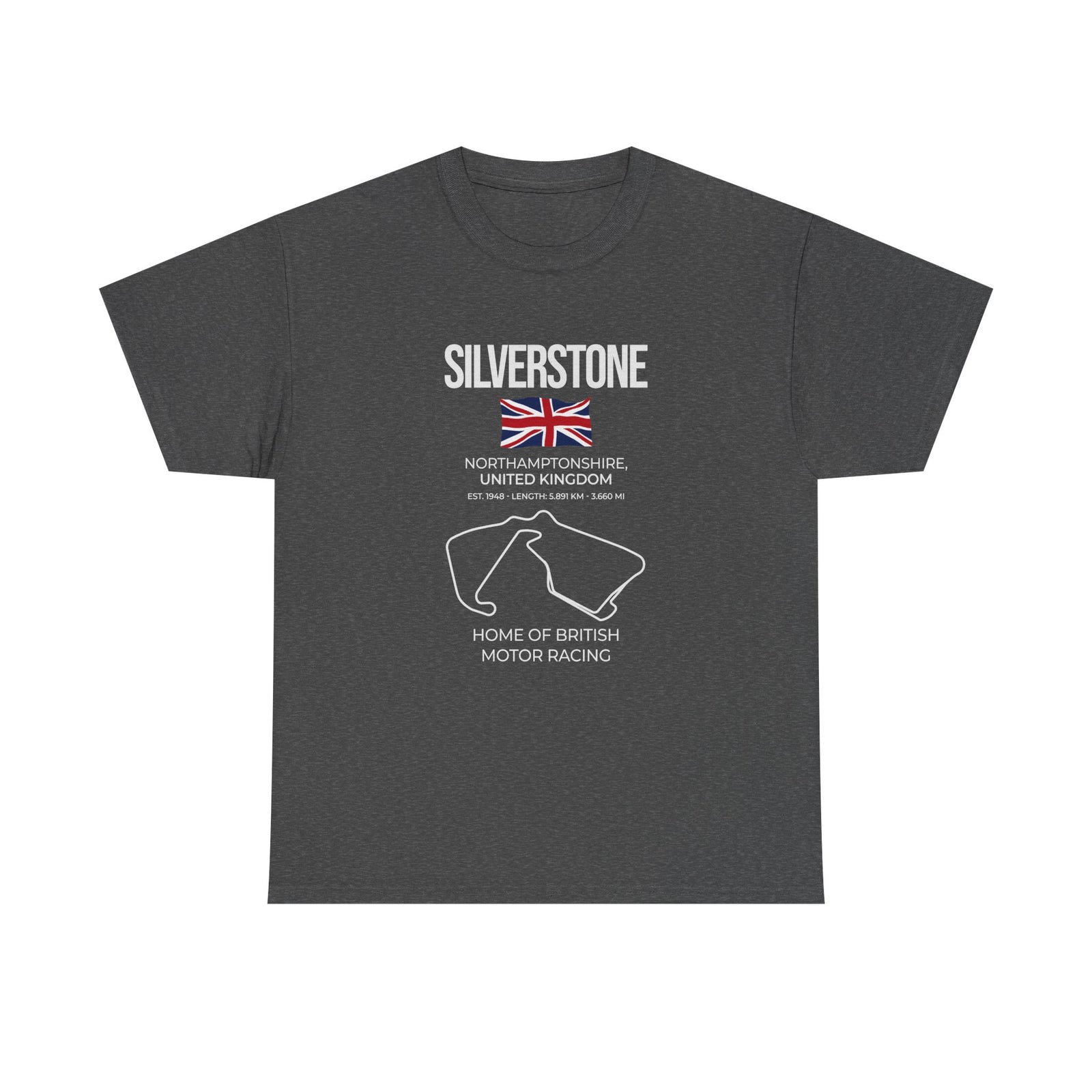 Silverstone Race Track T-Shirt t-shirt flat lay - automotive gift