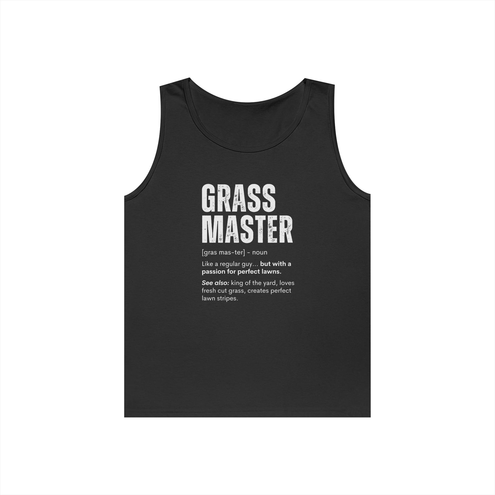 Grass Master Tank Top for Men, Funny Lawn Care Definition Sleeveless Shirt, Mowing Gift, Yard Work Singlet
