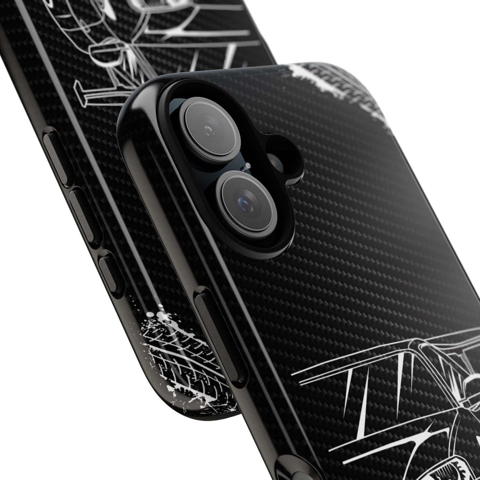 JDM Legends Never Die Tough Phone Case - iPhone 16, glossy, camera cutout close-up