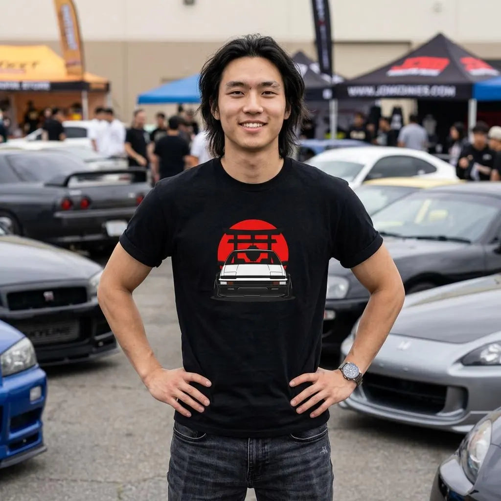 AE86 Drift shirt dark chocolate | JDM Torii gate tee | 365CarMods