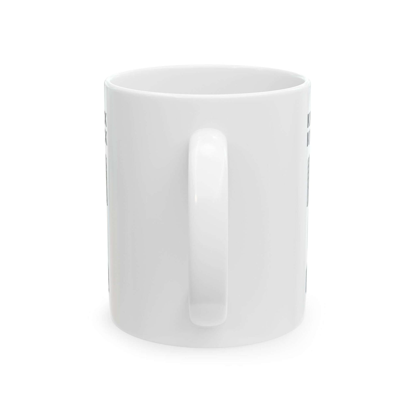 Knock Knock Broken Piston Coffee Mug - 11oz white coffee mug, handle facing front
