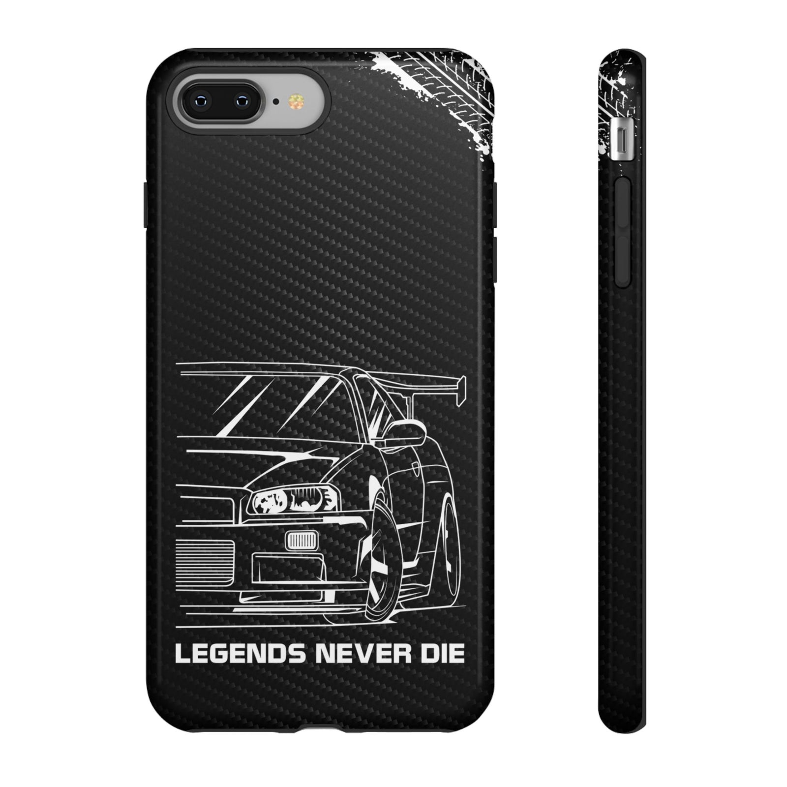 JDM Legends Never Die Tough Phone Case - iPhone 8 Plus, glossy, front and side view
