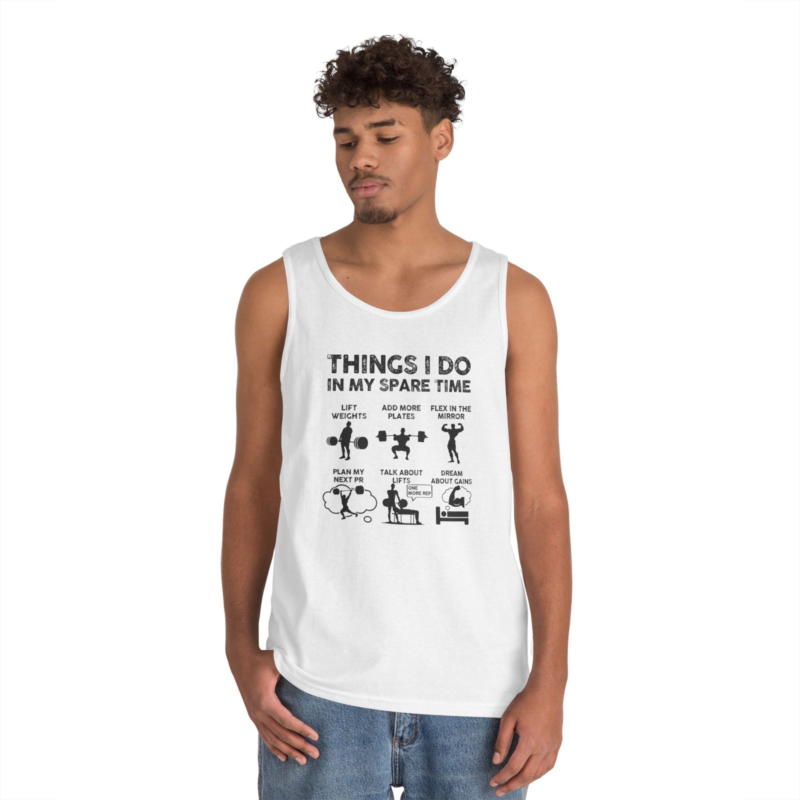 Gym Tank Top for Men, Funny Weightlifting Spare Time Sleeveless Shirt, Workout Lifting Gift, Bodybuilder Singlet