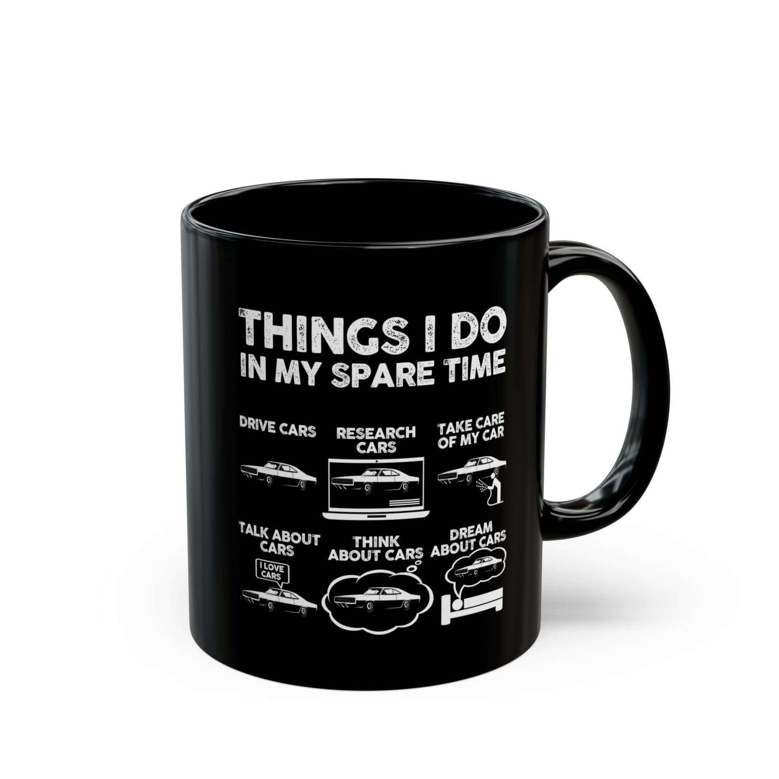 Things I Do in My Spare Time Muscle Car Mug mug back view - car enthusiast gift