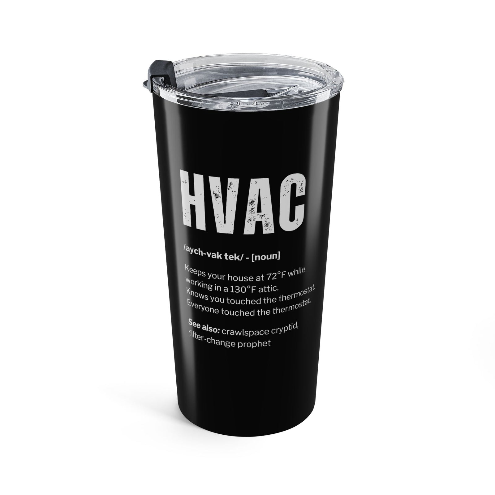 HVAC Definition Tumbler - 20oz black stainless steel tumbler with lid